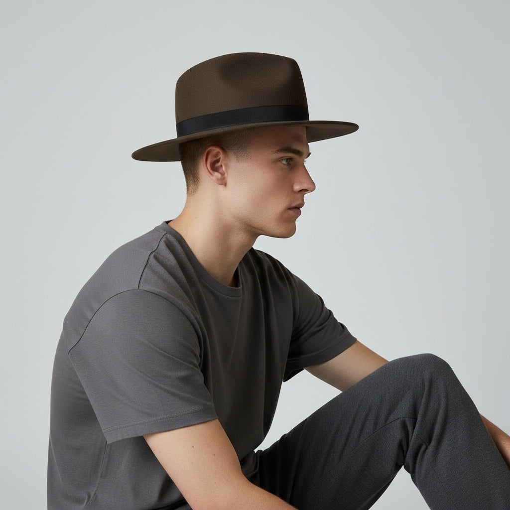 Exclusive Decor Brown Felt Solid Fedora