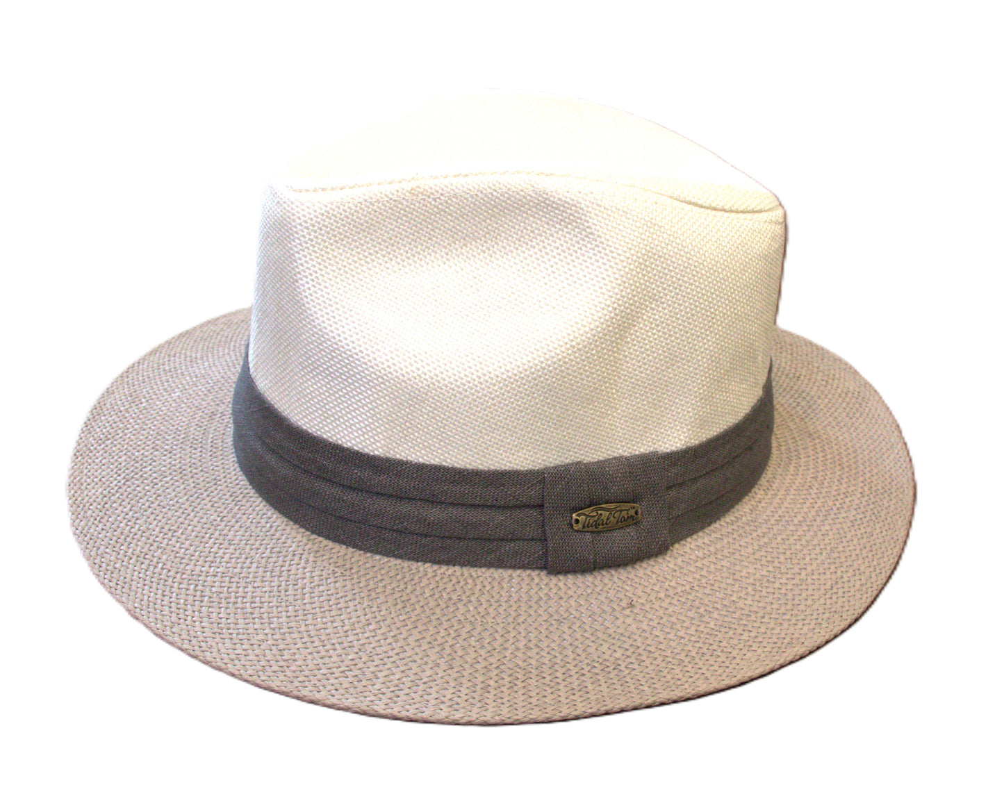 Tidal Tom White/Lt Gray Straw TWEED Size M/L Straw Hats