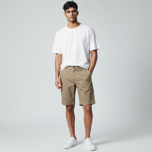 Size 34 Casuals Brown Khaki Cotton Solid Shorts