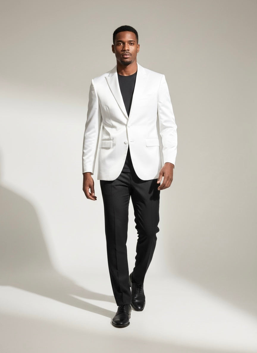 48 Imperial White Wool Black/White Size 48 Suit