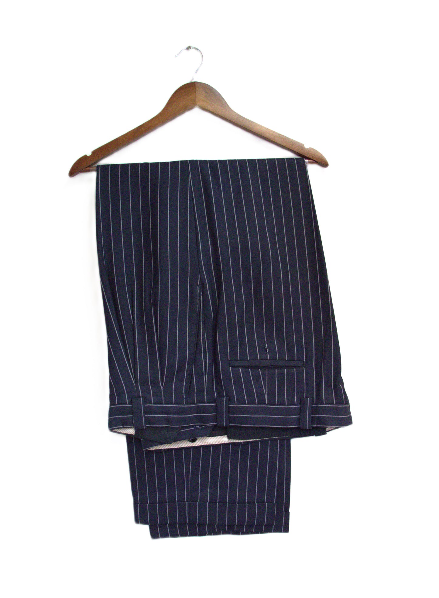 46 Vicci Uomo Navy Wool Blend Pinstripe Size 46 Suit