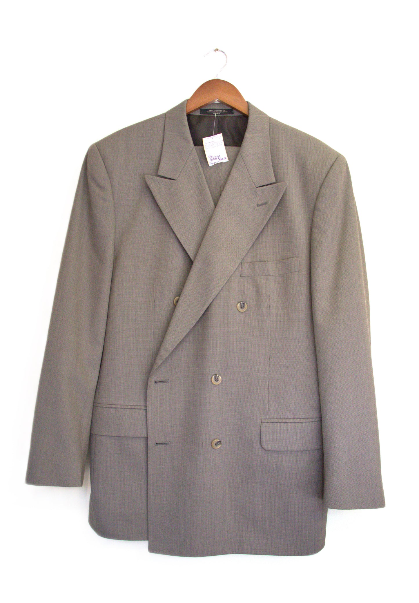 46L John Clarendon Olive Wool Blend Solid Size 46L Suit