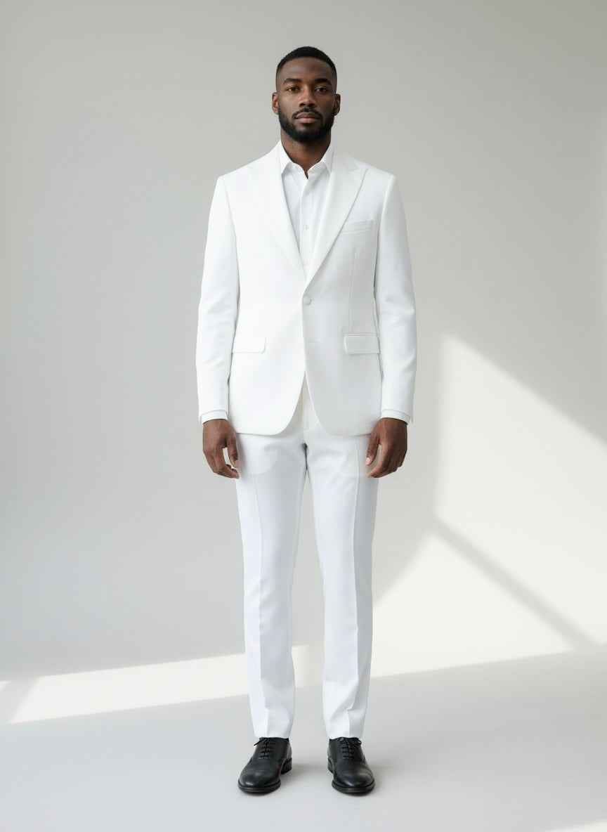 40 Imperial White Wool Solid Size 40 Suit