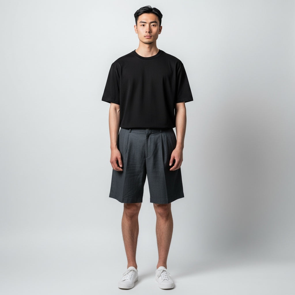 Size 48 LINEA UOMO Black Linen Solid Shorts