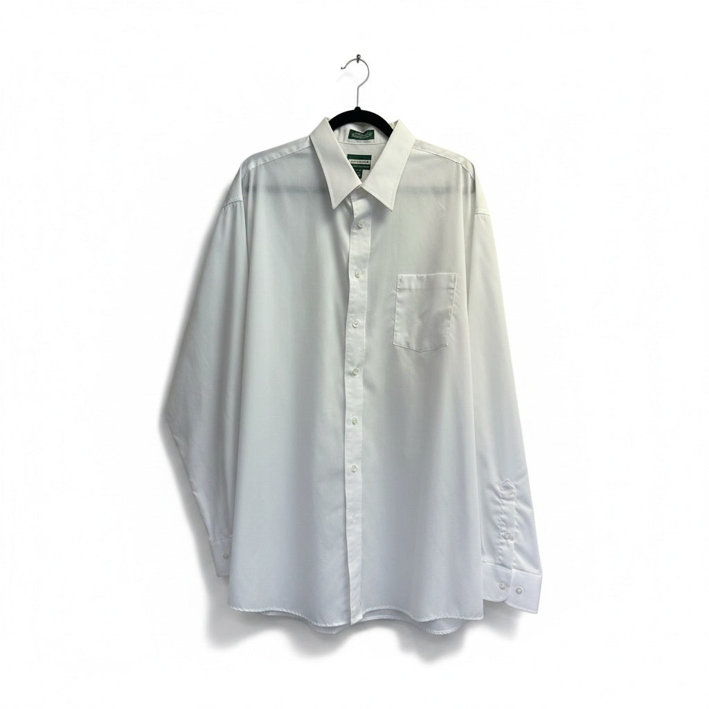 Size 18-18 1/2 Falls Creeks White Cotton Blend Solid Long Sleeve Button Down