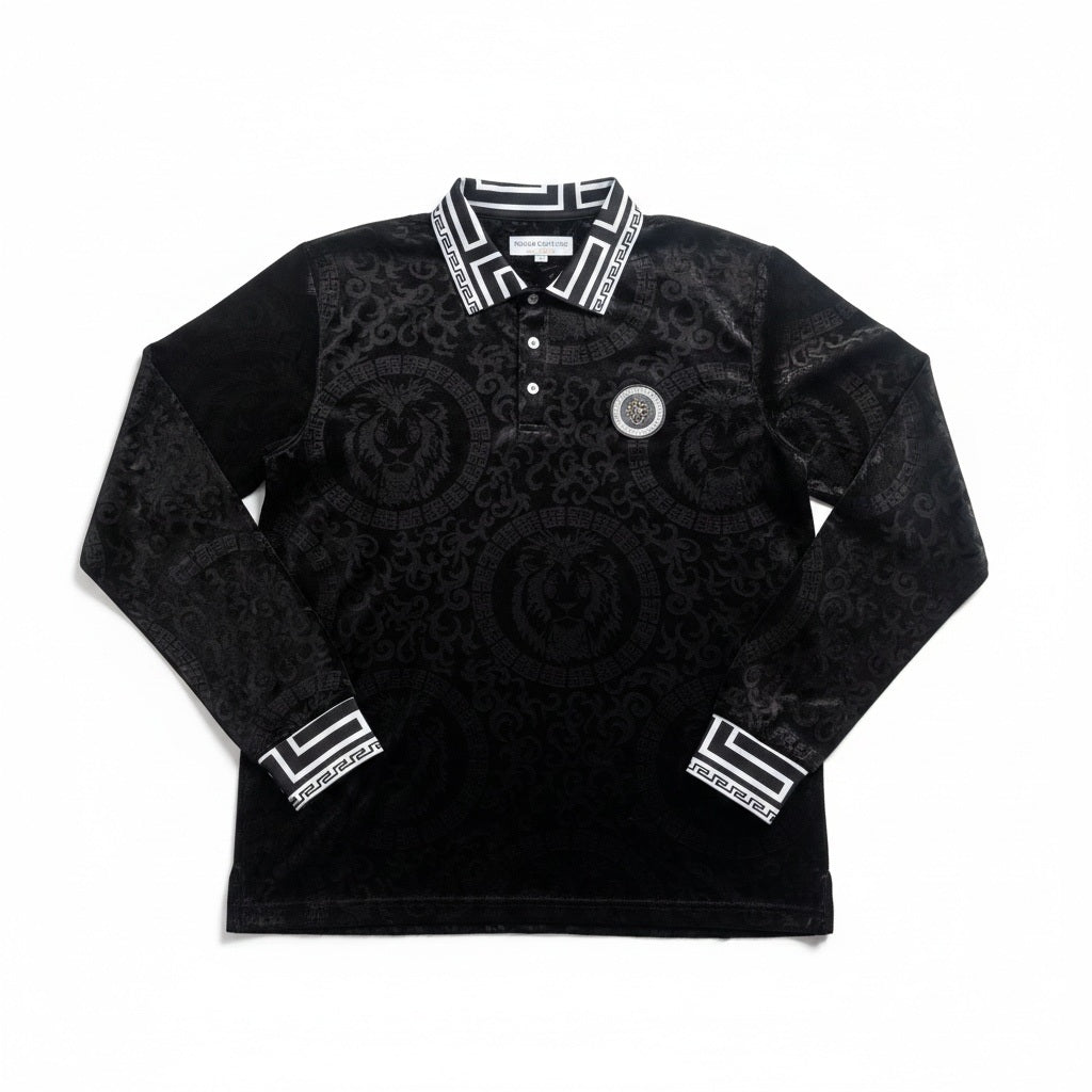 Size M Suslo Couture Black/White Polyester Blend Long Sleeve Shirt