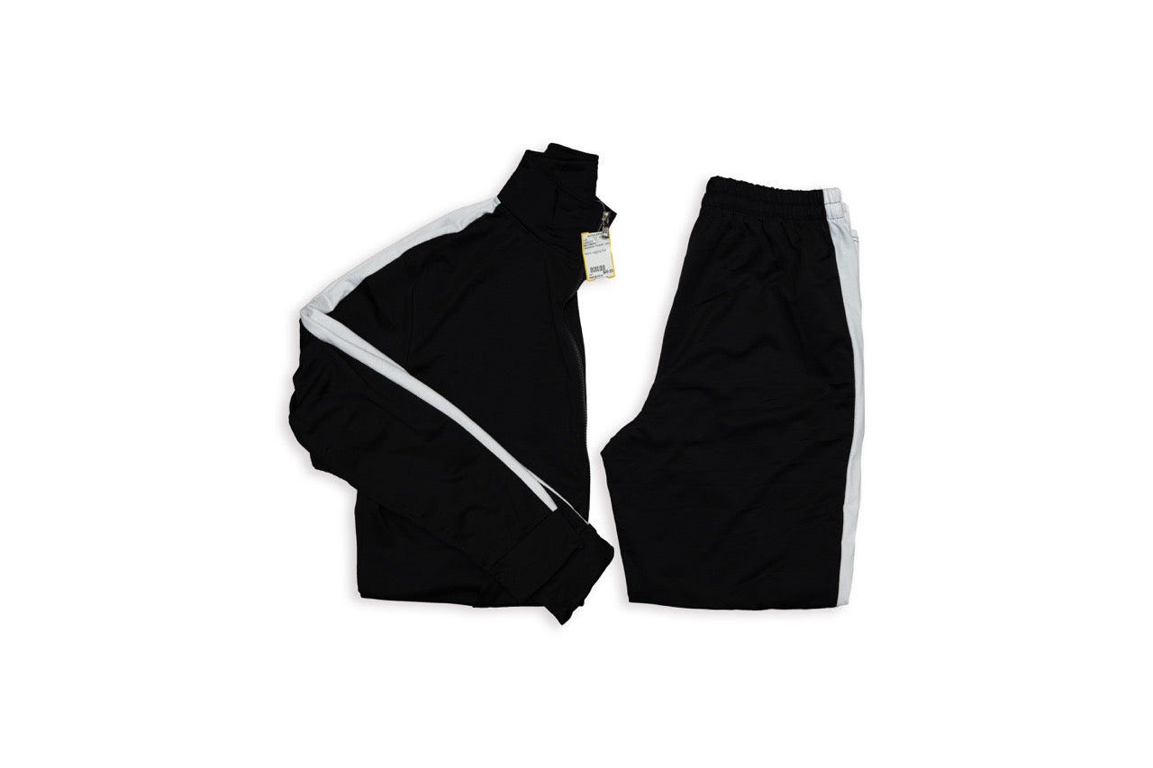 Men's Fashion Black/White Polyester Solid Jogging Suit