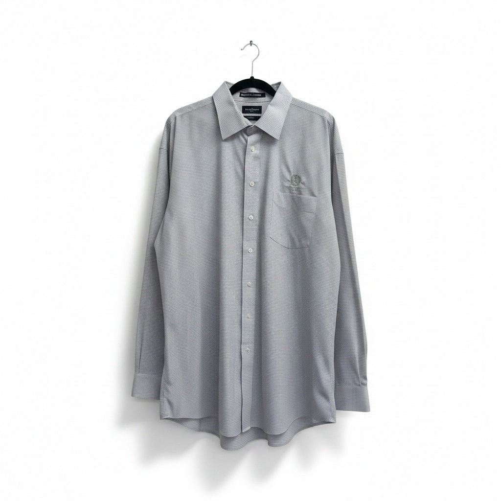Size 3XL Devon & Jones Burgandy/White Cotton Stripes Long Sleeve Button Down
