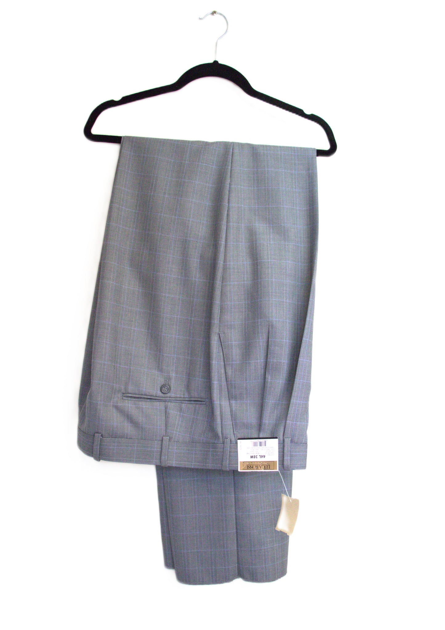 Size 38 Luca Rossi Lt Gray Polyester Blend Squares Men's Pants