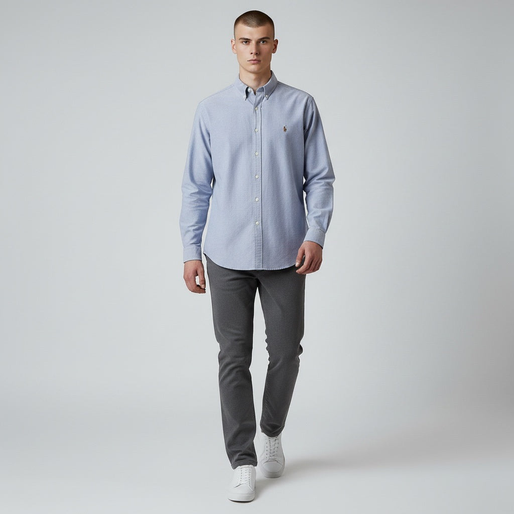 Size 3XL RALPH LAUREN Gray Cotton Solid Polo