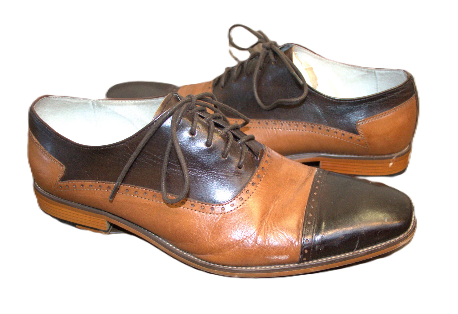 Shoe Size 11 GIOVANNI Caramel/Brown Leather Two Tone Dress Shoes Rat Pack Edition Shoe Size 11 GIOVANNI Caramel/Brown Leather Two Tone Dress Shoes Rat Pack Edition
