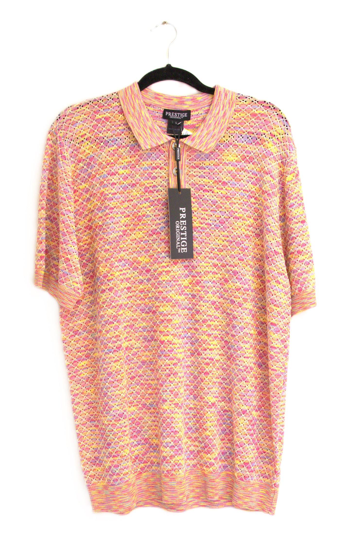 Prestige Multi-Color Rayon Blend Print Short Sleeve Pullover