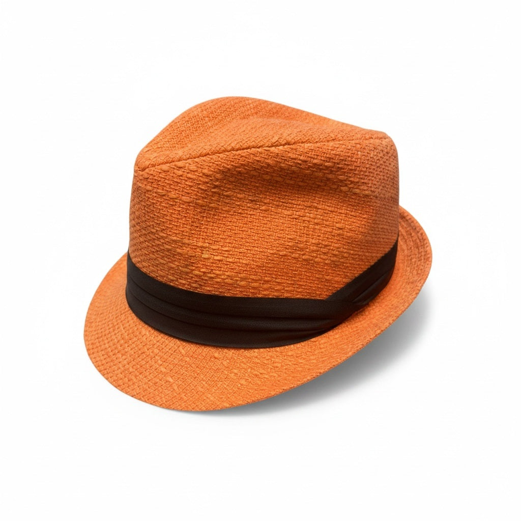 Bruno Conte Orange Straw TWEED Size M HATS