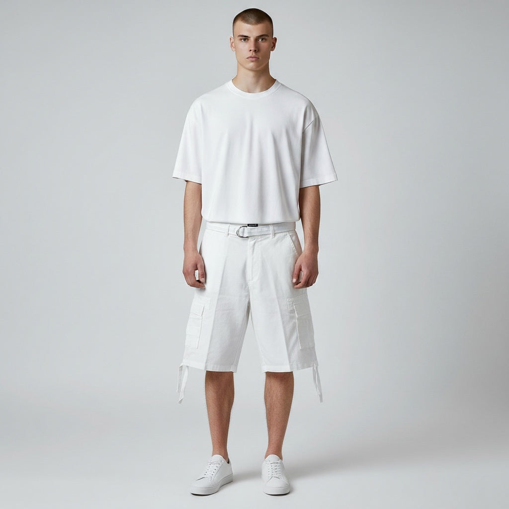 Size 32 Town 47 White Linen Cargo Shorts