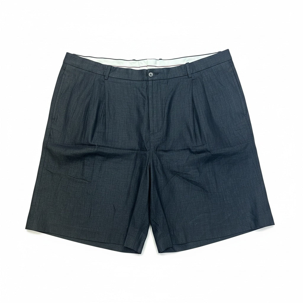Size 48 LINEA UOMO Black Linen Solid Shorts