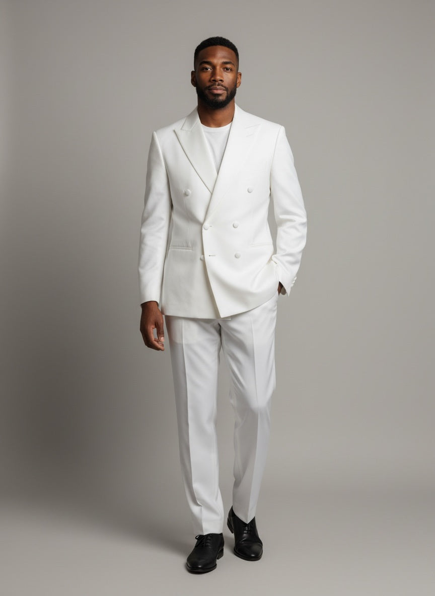 40 Imperial White Wool Solid Size 40 Suit