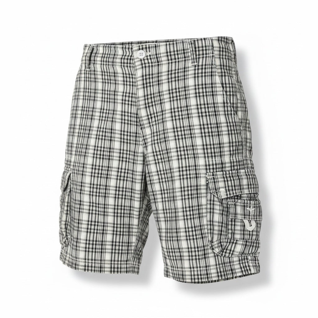 Size 34 Frank Yorx Green Print Cotton Stripes Shorts