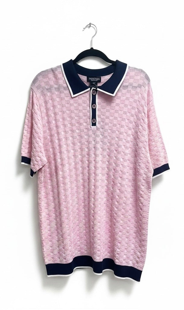 Prestige Pink/Blue Rayon Blend Print Short Sleeve Pullover