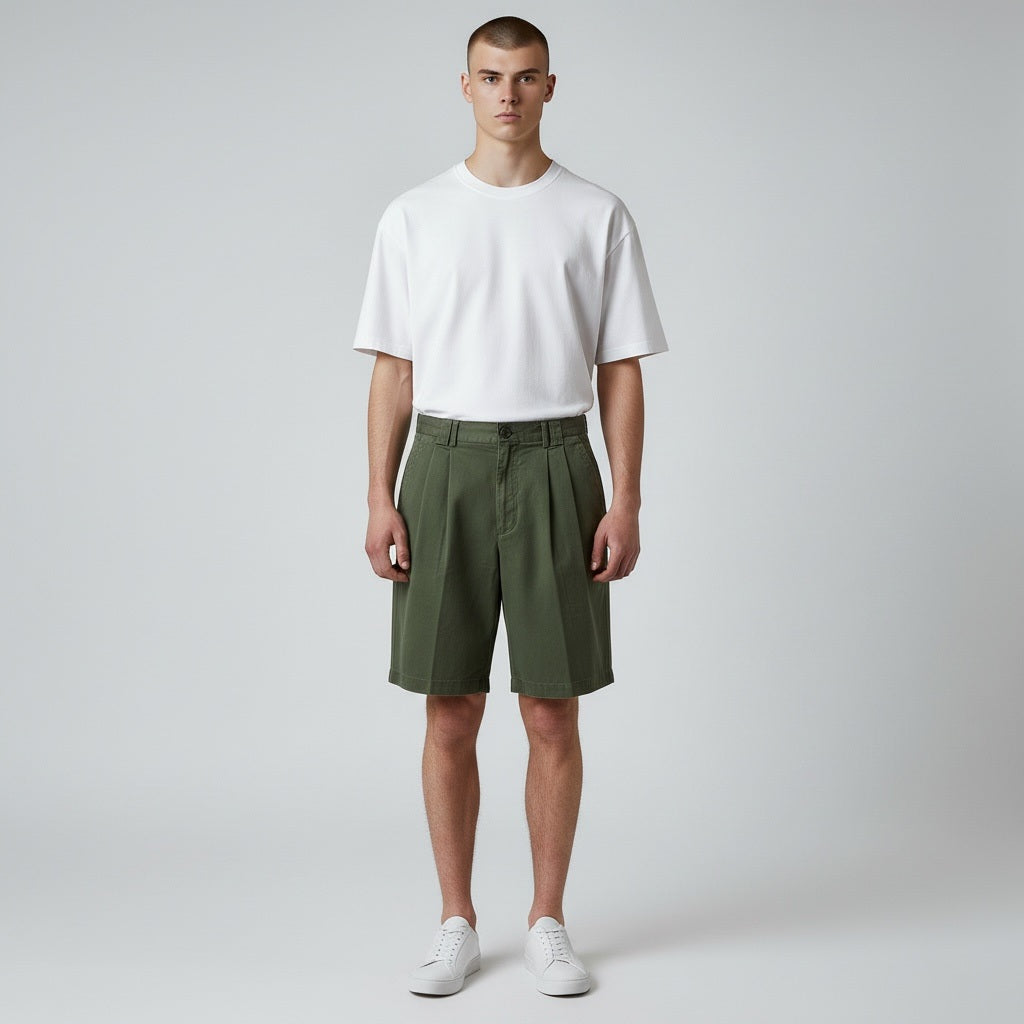 Size 32 New River Olive Green Cotton Solid Shorts