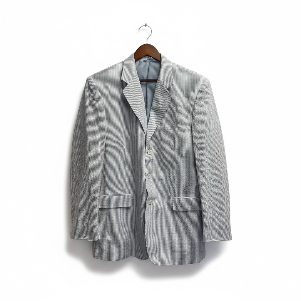 42 Bolzano Gray/White Searsucker Size 42 Sport Jacket