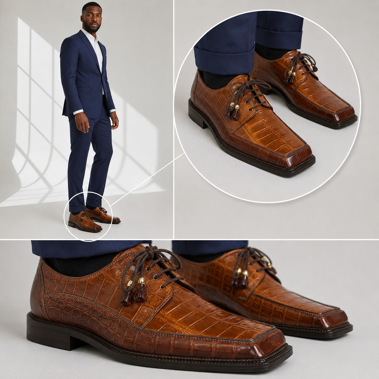 Shoe Size 11 Merry Weather Rust Alligator Two Tone Dress Shoes