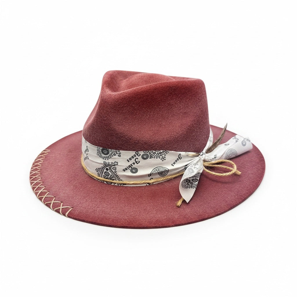 Rocking The Roses Burgundy Felt Frosted Hats