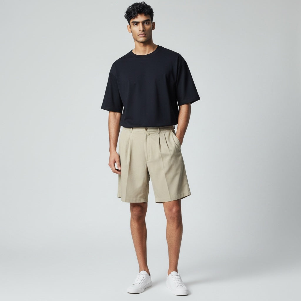 Size 40 Caribbean Khaki Silk Shorts