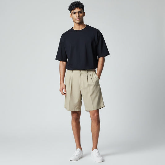 Size 40 Caribbean Khaki Silk Shorts