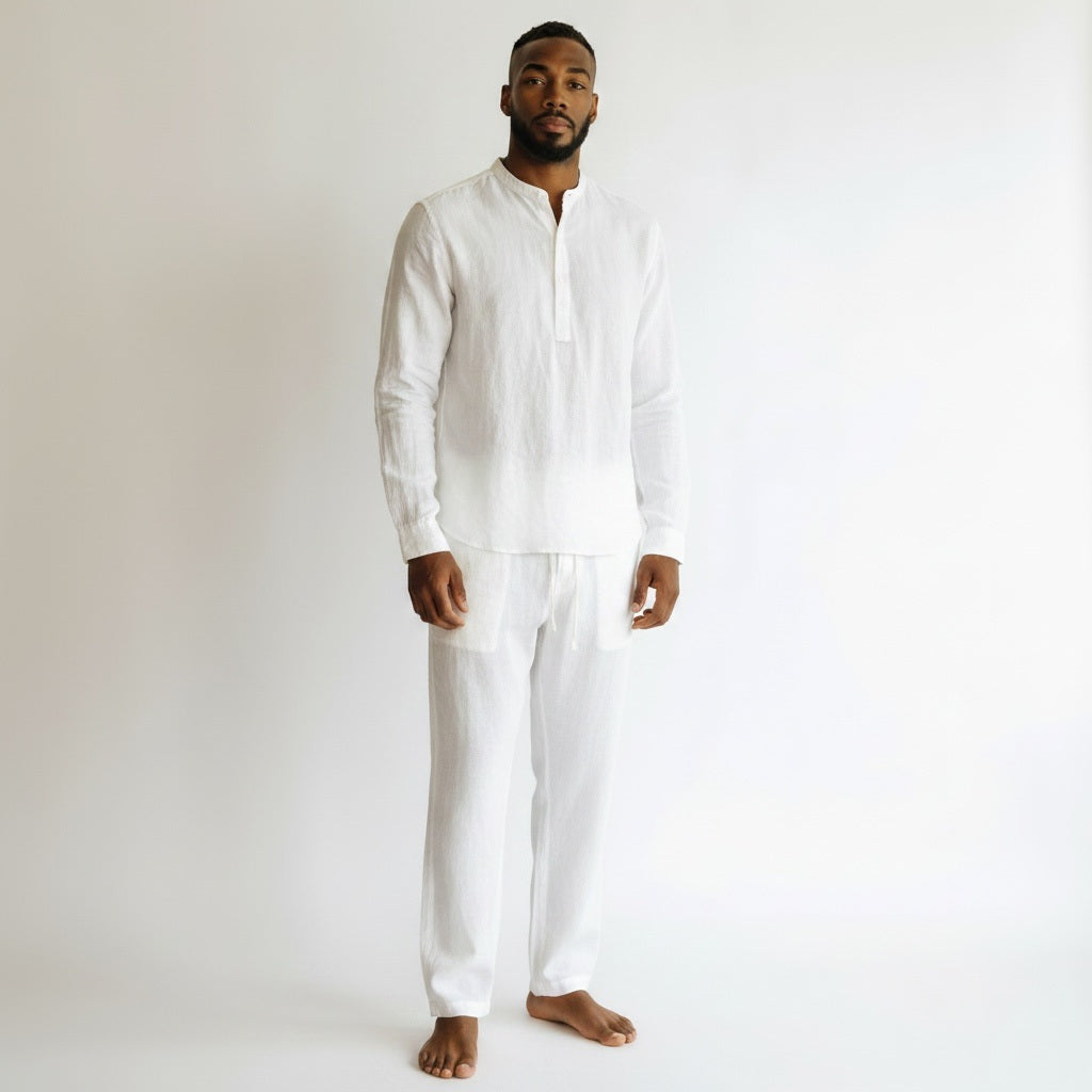 Size XXL Universal Thread White Linen Blend Solid Two Piece Casual Set