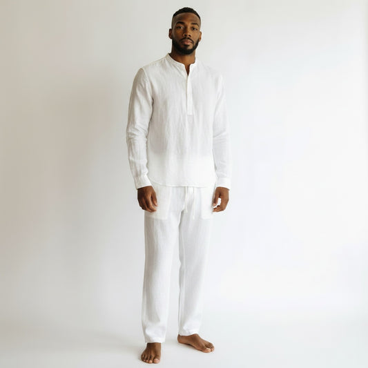 Size XXL Universal Thread White Linen Blend Solid Two Piece Casual Set