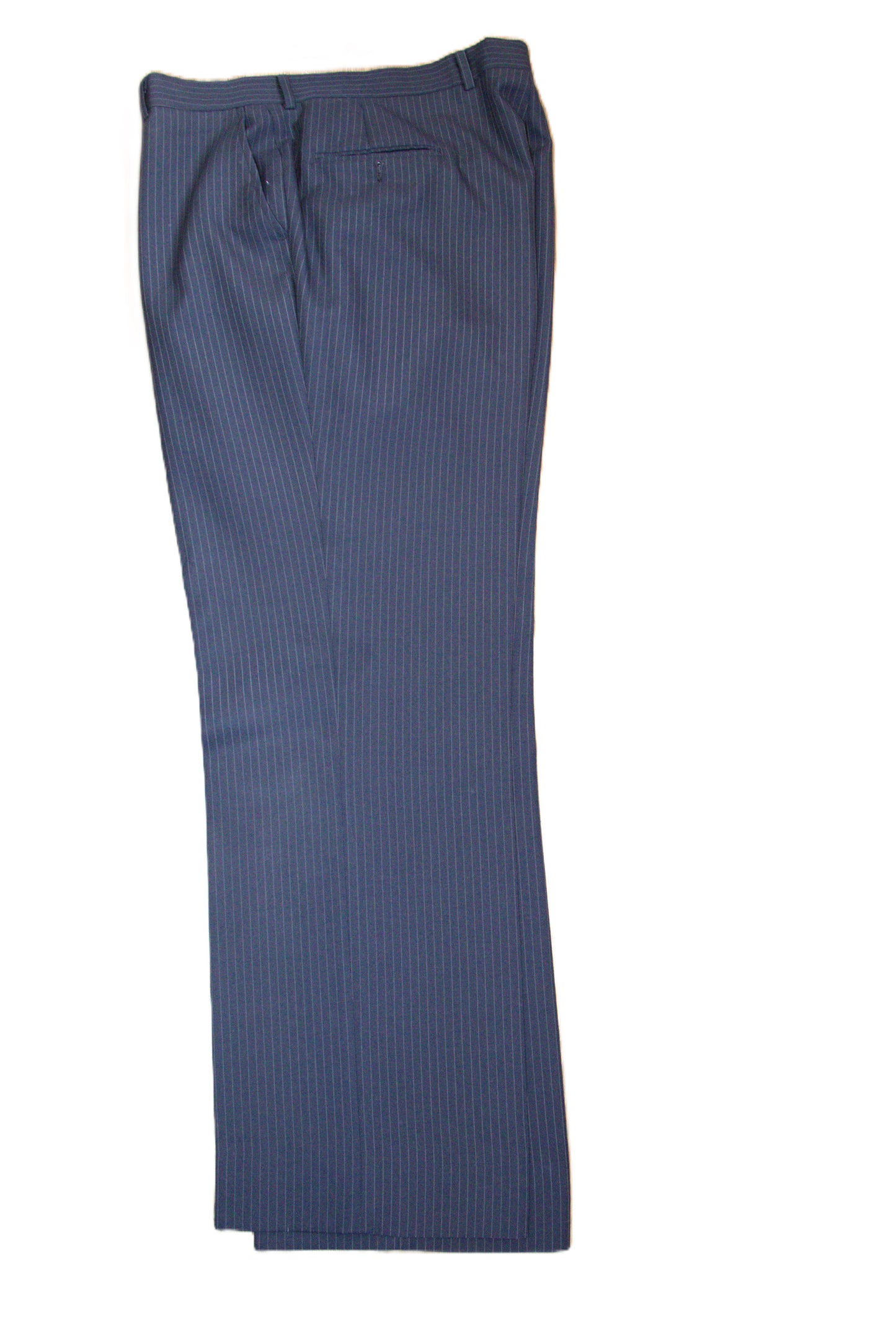 48R FITZGERALD Dark Blue Polyester Blend Stripes Size 48R Suit