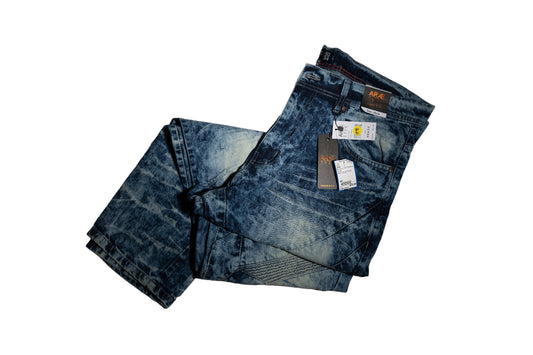 Size 40 ARKE Blue Print Jean Bleached Jeans