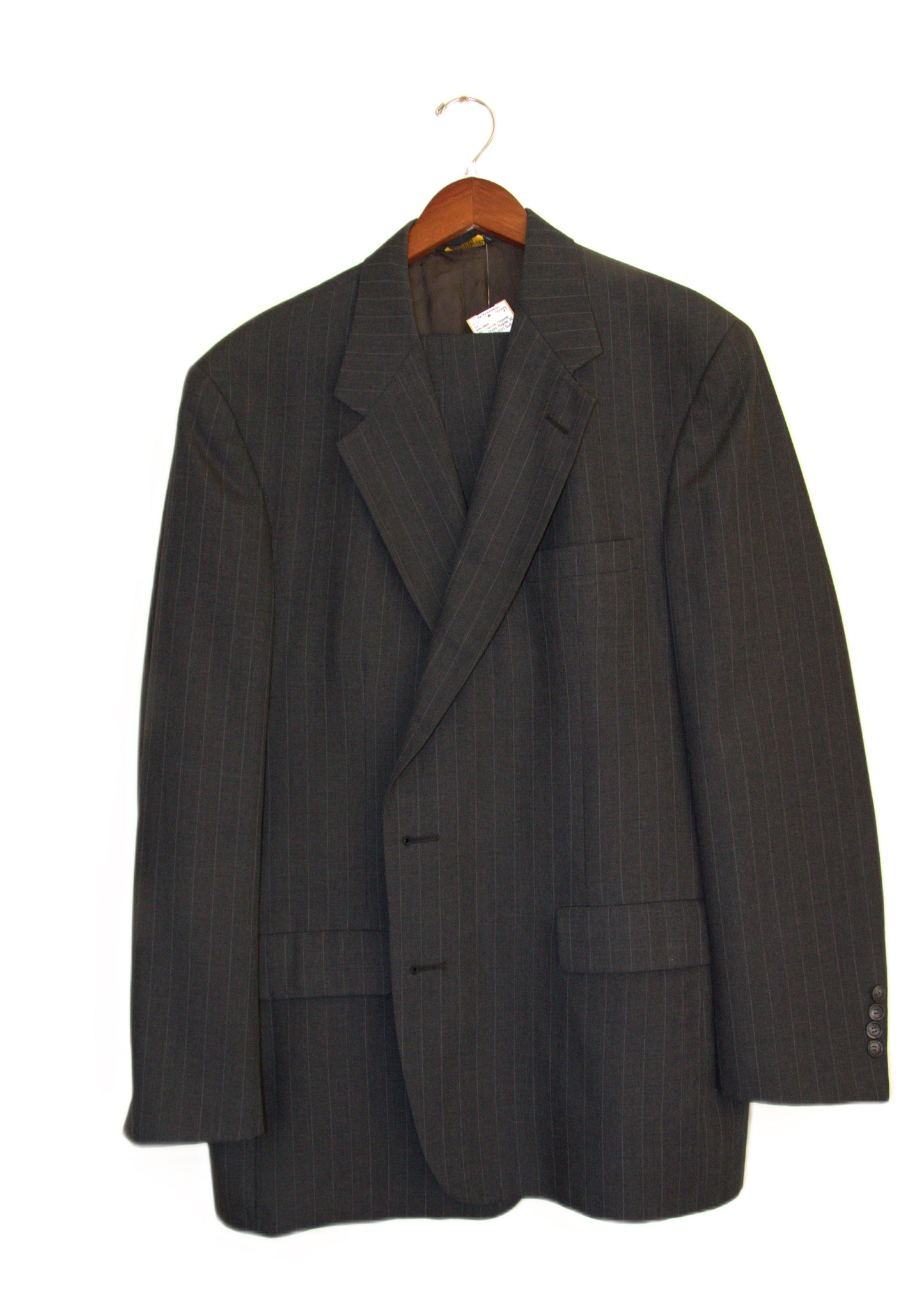 48R John Weitz Charcoal Polyester Blend Stripes Size 48R Suit