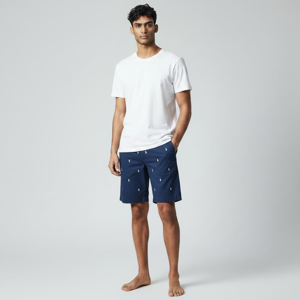 Size 38 Polo Blue/White Cotton Stitch Design Shorts