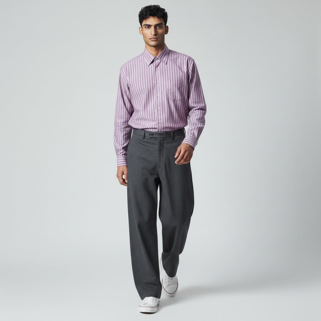Size XL Tommy Hilfiger Plum Cotton Shadow Stripe Long Sleeve Shirt