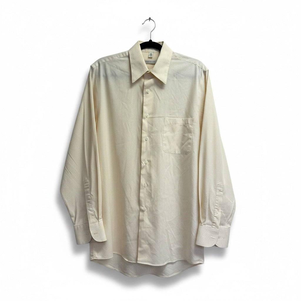Size 15 1/2 Geoffrey Beene Yellow/White Cotton Blend Long Sleeve Button Down