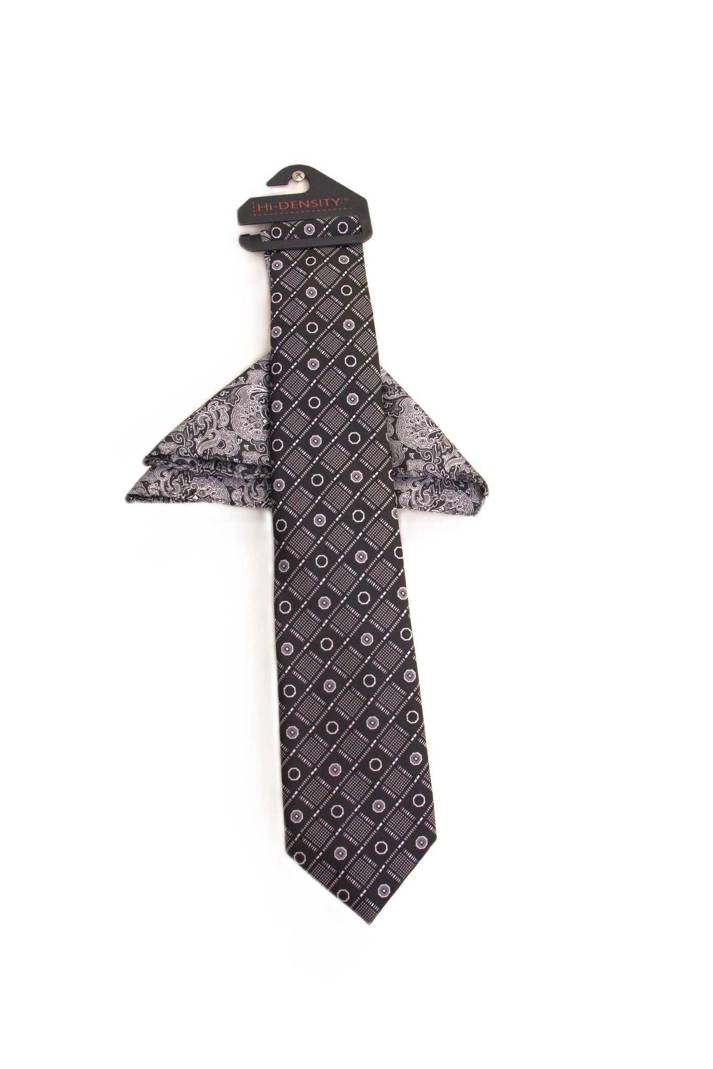 CJ Gabriel Black/Silver Silk Blend Abstract Mens Tie