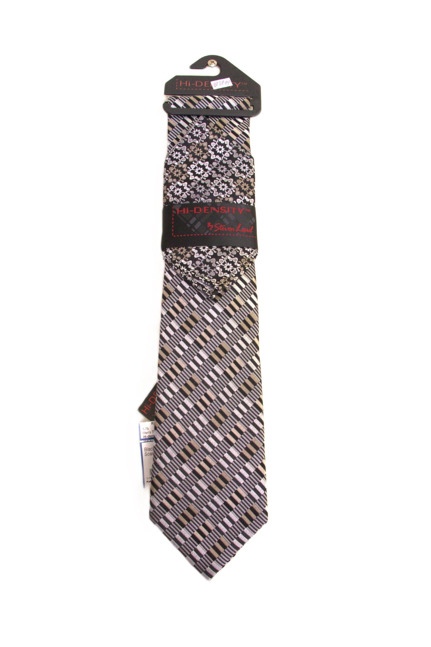 Hi-density Black/Silver Silk Abstract Men's Ties