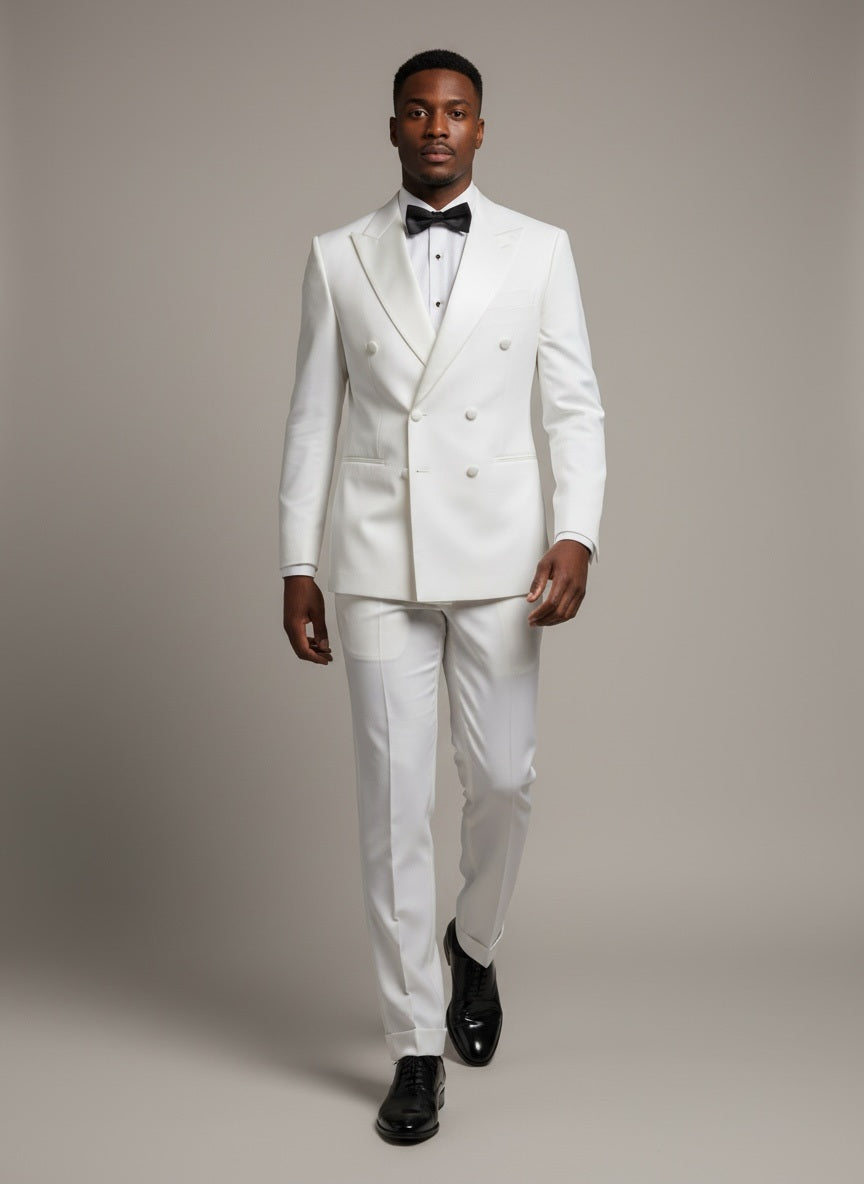 40 Imperial White Wool Solid Size 40 Suit