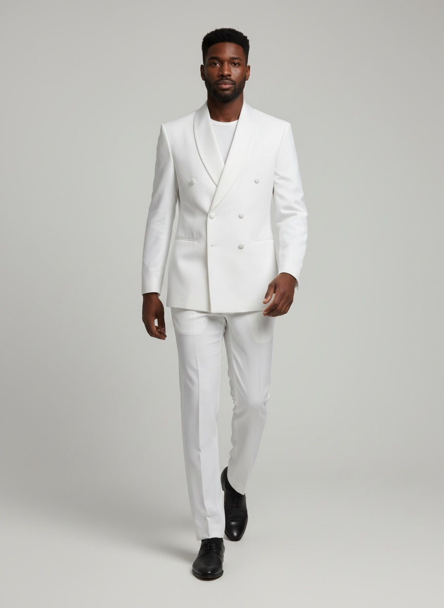 44 Imperial White Wool Solid Size 44 Suit
