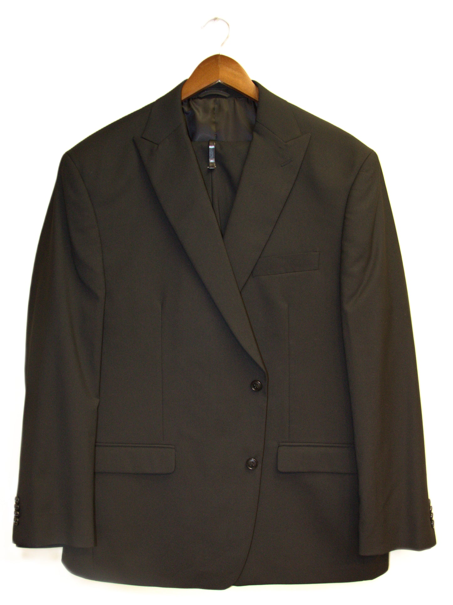 48R Sean John Black Polyester Blend Solid Size 48R Suit