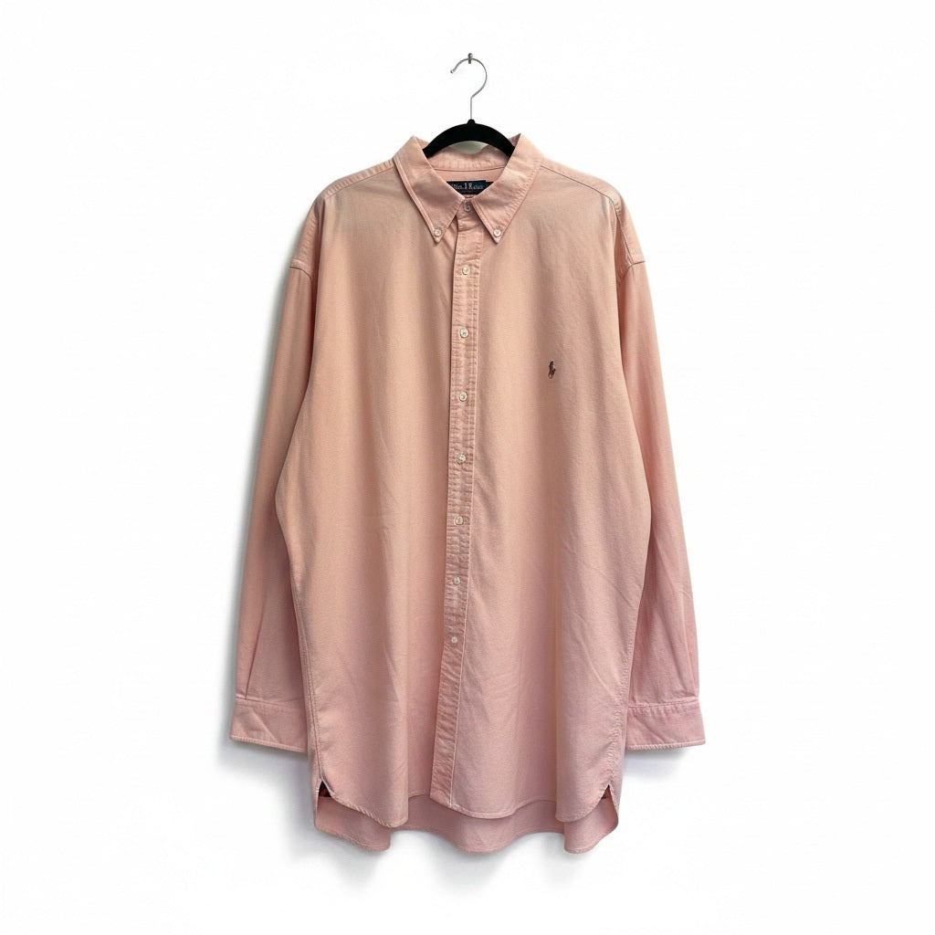 Size 4XL/Tall RALPH LAUREN Orange Cotton Solid Long Sleeve Shirt