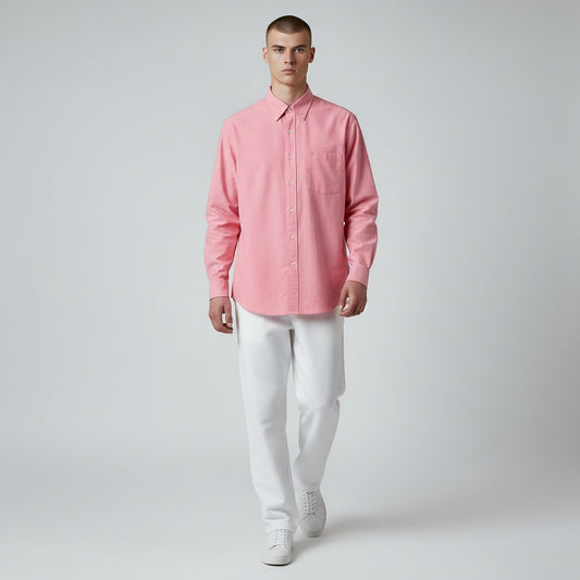 Size M Izod Pink Cotton Solid Long Sleeve Button Down