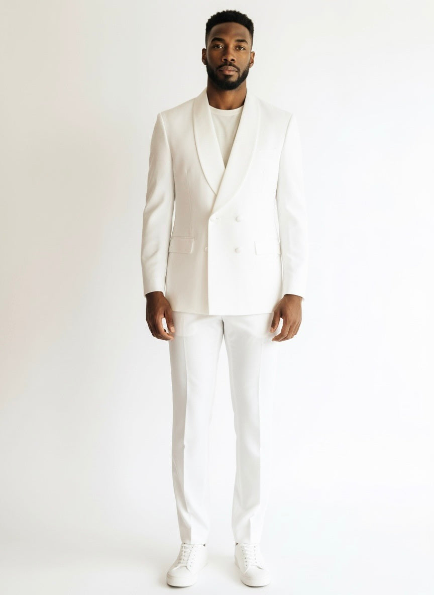 52 Imperial White Wool Solid Size 52R Suit