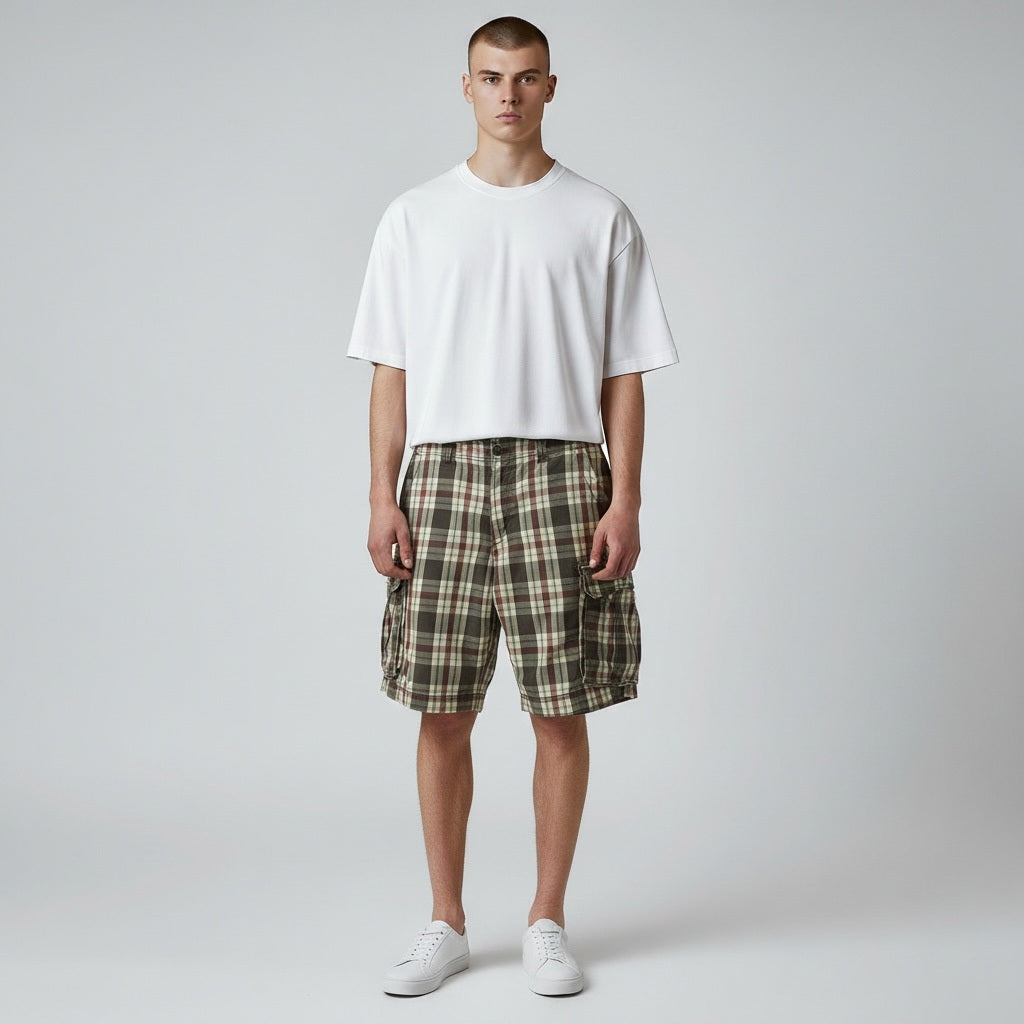 Size 36 Saint Johns Brown Cotton Plaid Shorts