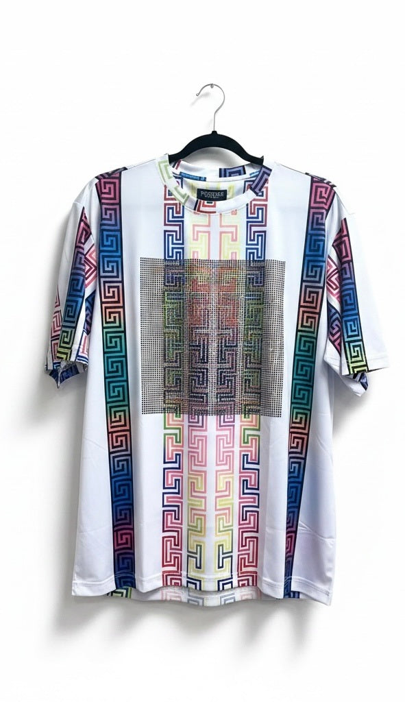 Prestige Multi-Color Rayon Blend Venetian Greek Short Sleeve Pullover