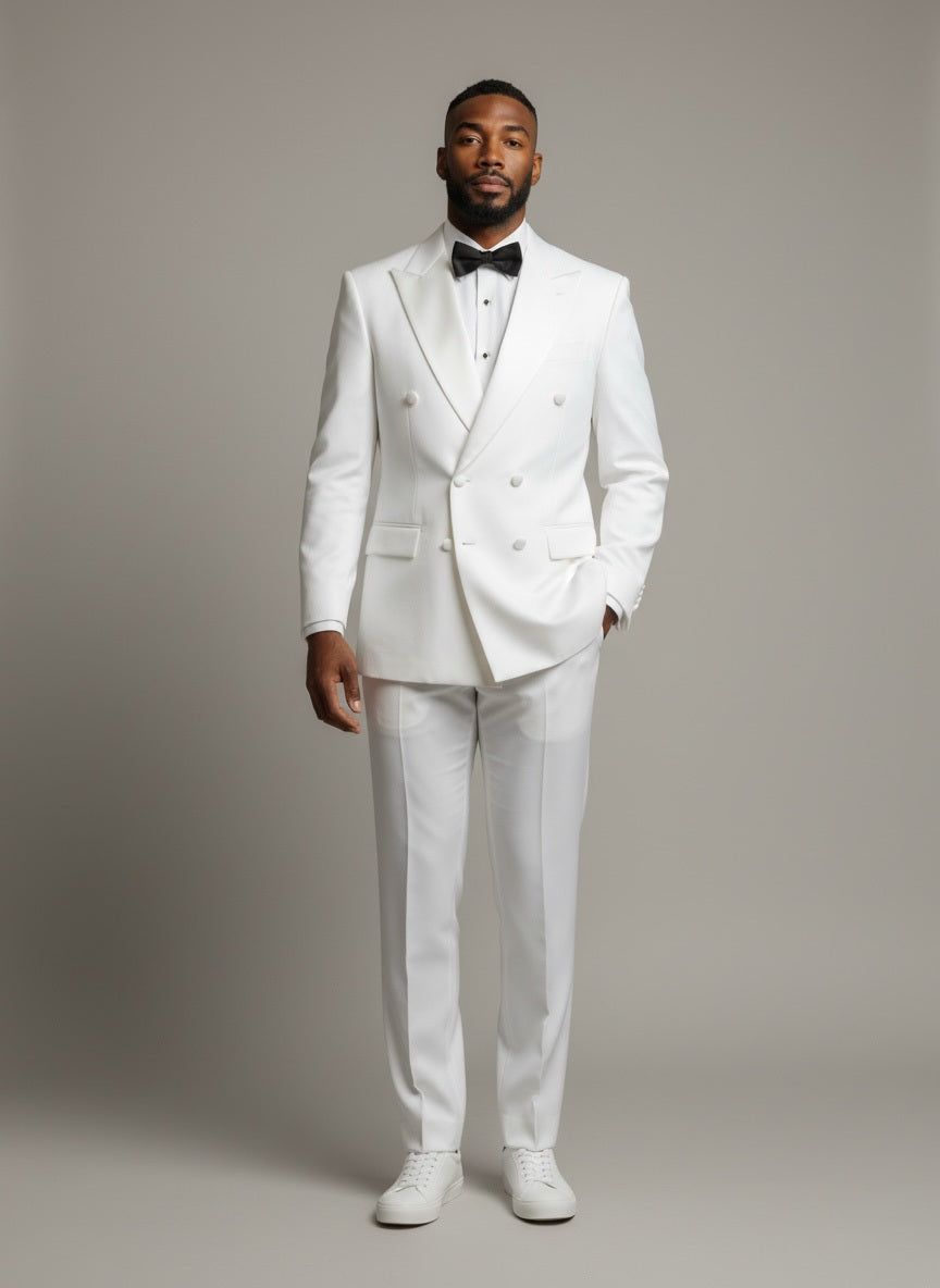 44 Imperial White Wool Solid Size 44 Suit