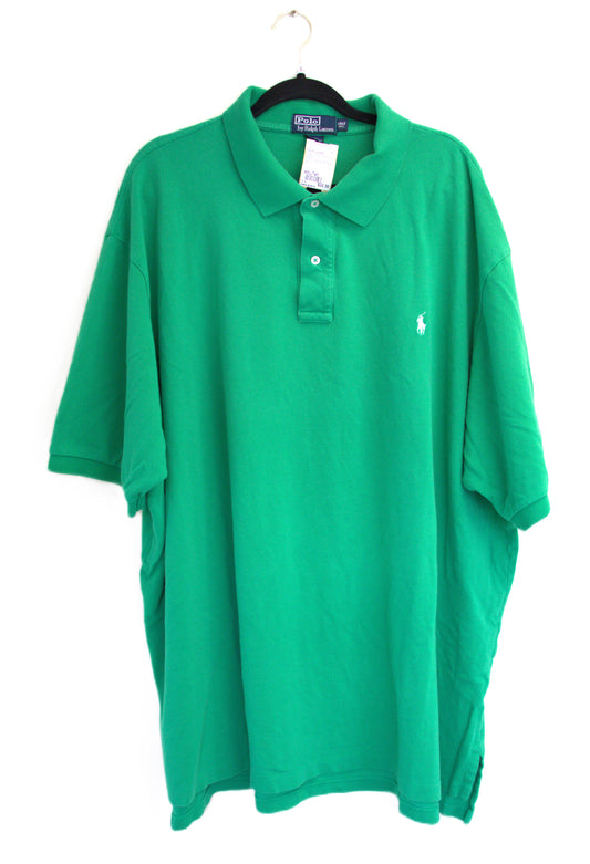 Size 4XL/Tall RALPH LAUREN Green Cotton Solid Polo