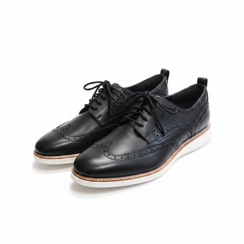 Shoe Size 10 Cole Haan Black Leather Solid Dress Shoes