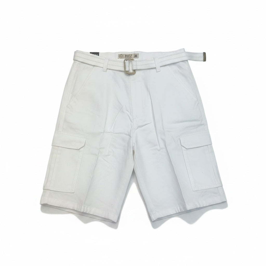 Noiz White khaki Cotton Solid Shorts